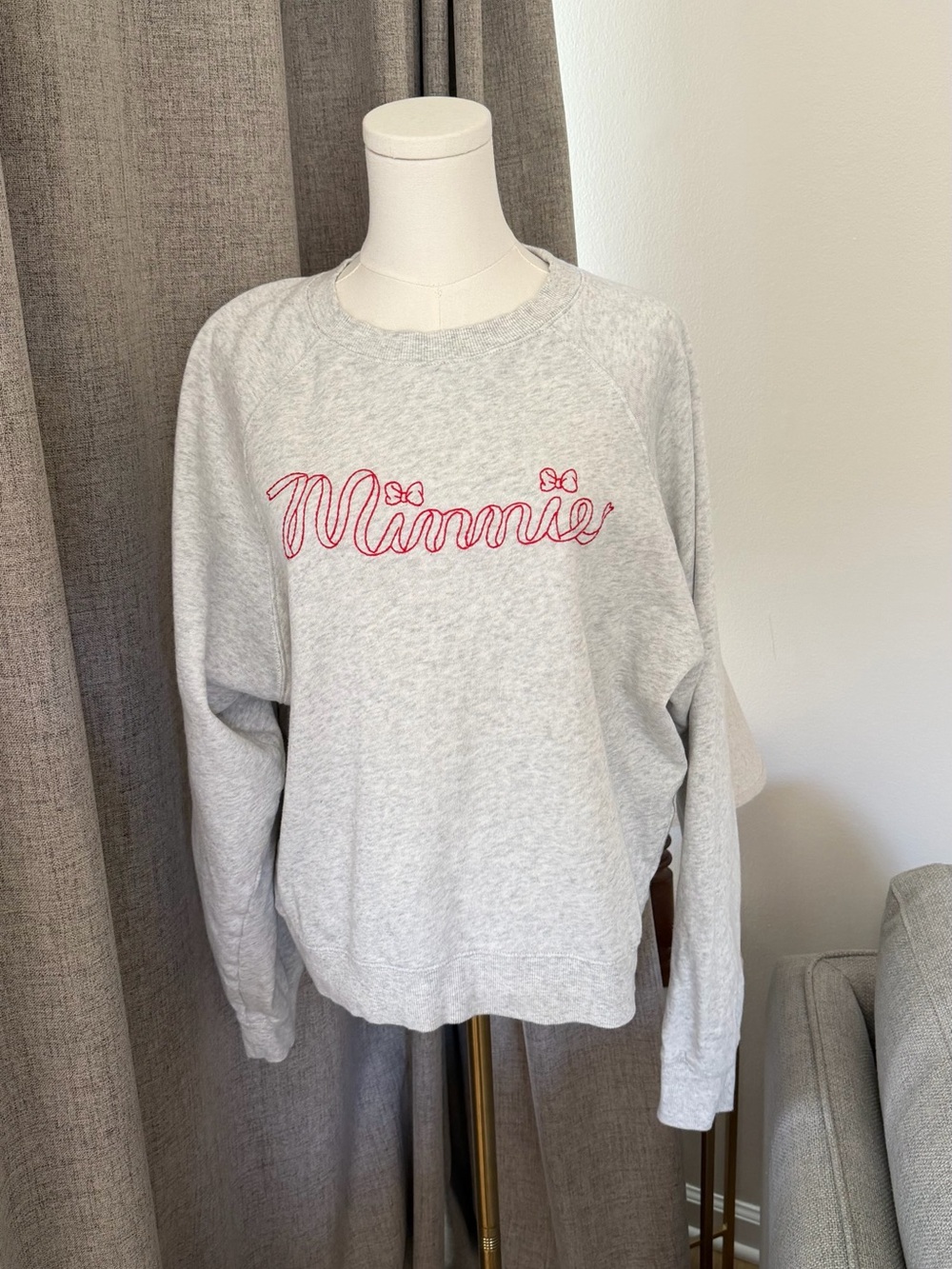 Gray Disney Embroidered Crewneck Sweatshirt